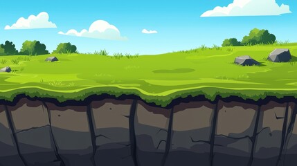 Grassy Hilltop Overlooking a Cliffside