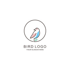 Bird icon vector logo design with creative concept Premium Vector