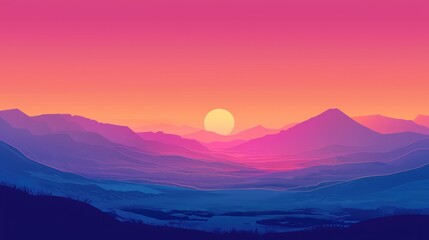 Obraz premium A Vibrant Sunset Over a Mountain Range