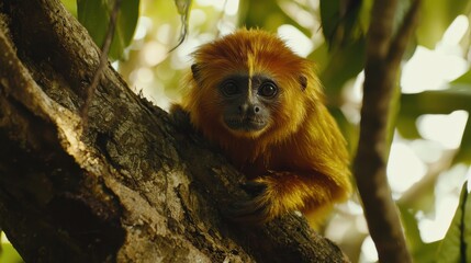 Fototapeta premium Golden Monkey in Rainforest Canopy