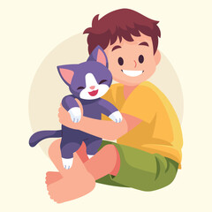 Flat Vector Cat Lovers Illustration