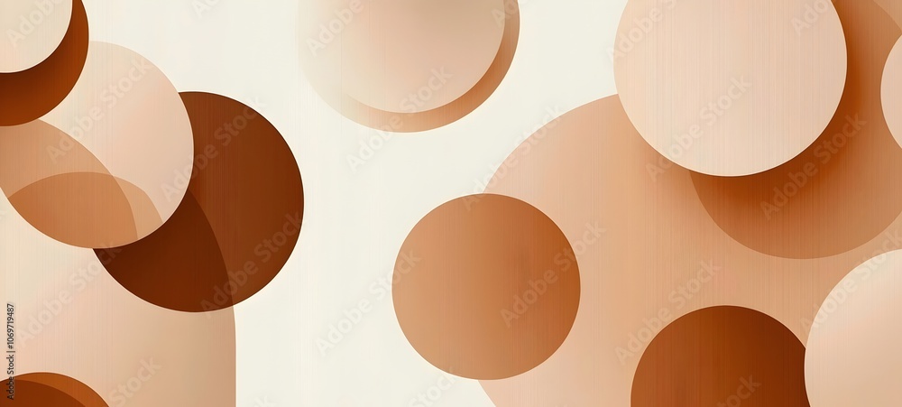Aufkleber an abstract design featuring soft beige and brown circles of varying sizes, layered against a light 