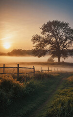 Misty Sunrise Field