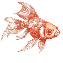 Fototapeta premium Goldfish. Hand drawn vector illustration. Isolated on white background. 