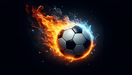 Naklejka premium PNG Soccer ball on fire soccer sports illustration.