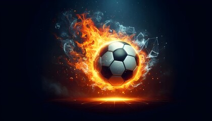 Naklejka premium PNG Soccer ball on fire soccer sports illustration.