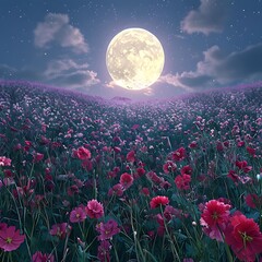 landscape with flowers generative ai