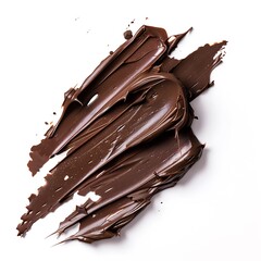 close up of a chocolate cream on white background.