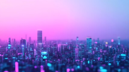 Fototapeta premium Neon Cityscape Skyline