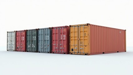 Obraz premium A row of large shipping containers are lined up in a row