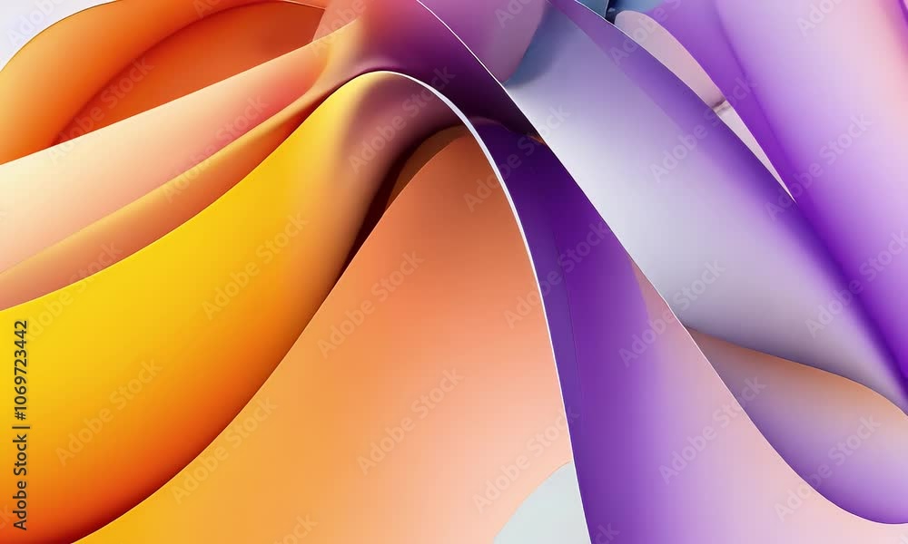 Poster abstract 3d background with colorful waves and soft shapes on a light gray gradient background with 