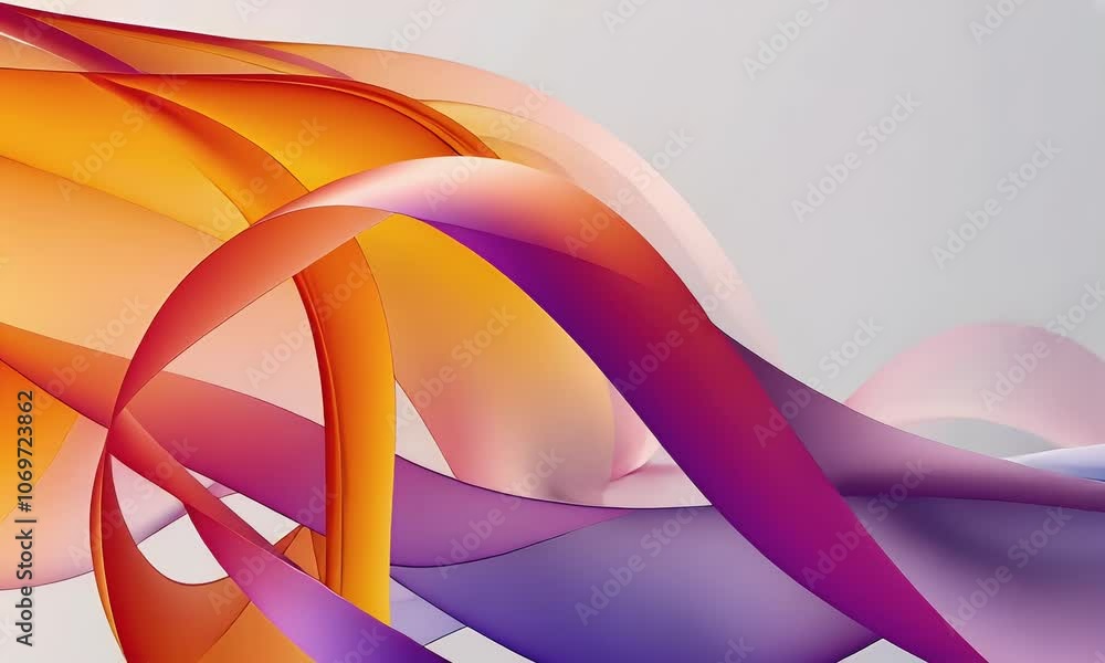 Poster abstract 3d background with colorful waves and soft shapes on a light gray gradient background with 