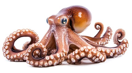 Octopus with Tentacles on White Background