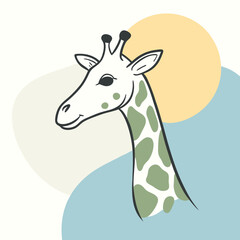 a black and white silhouette of a giraffe's head