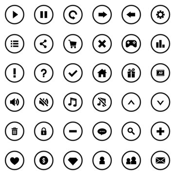 36 Game UI Icon with Circle Border