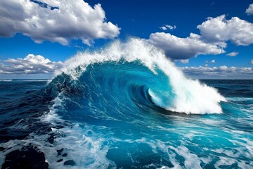 A minimalist wave pattern with shades of blue and white, symbolizing calmness and the ocean