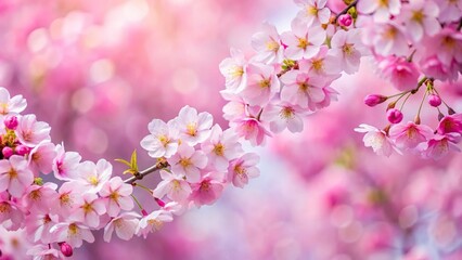 Obraz premium beautiful panoramic view of pink and white cherry blossom trees