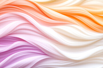 A long, curvy line of different colors, including pink, orange, and white. The colors blend together in a way that creates a sense of movement and fluidity. Scene is one of energy