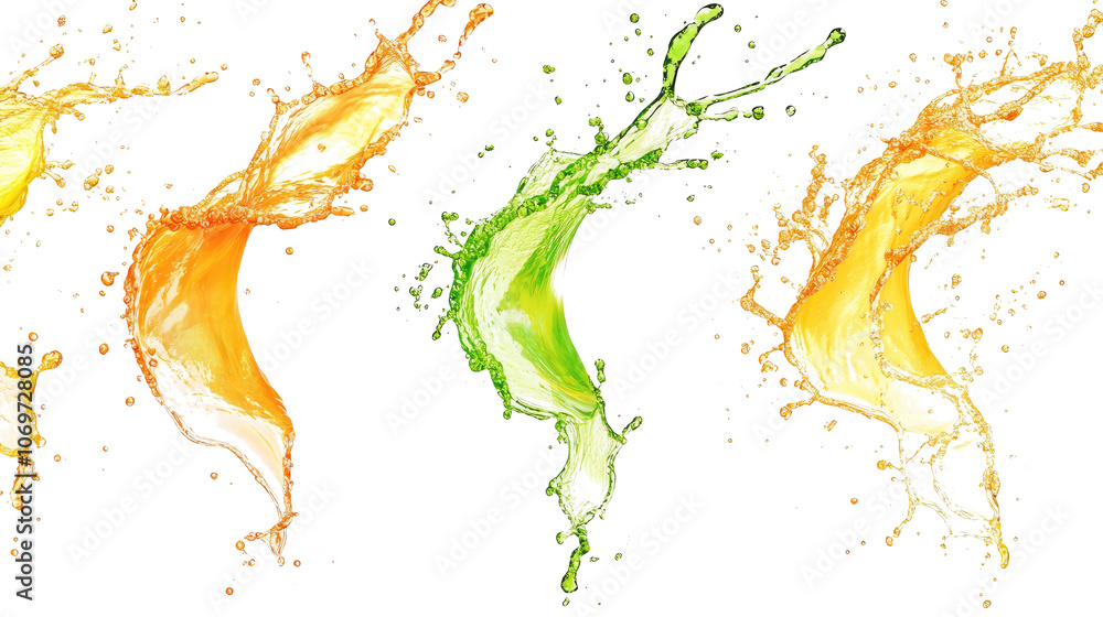 Poster vibrant fruit juice patterns on white background generative ai