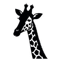 Fototapeta premium a black and white silhouette of a giraffe's head