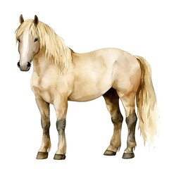 Obraz premium Watercolor Illustration of a Blonde Horse.