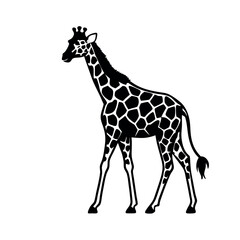 Naklejka premium a black and white silhouette of a giraffe's head