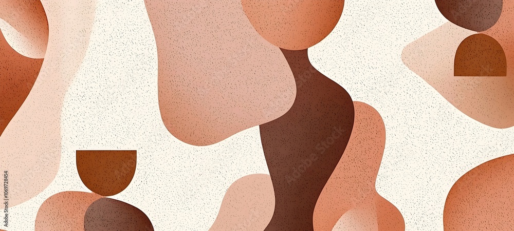 Poster Abstract composition featuring various shapes in warm earthy tones, creating a harmonious balance of curves and forms that evoke a sense of modern art.
