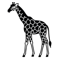 Naklejka premium a black and white silhouette of a giraffe's head