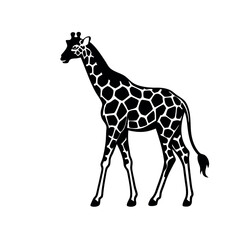 Naklejka premium a black and white silhouette of a giraffe's head