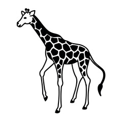 Naklejka premium a black and white silhouette of a giraffe's head