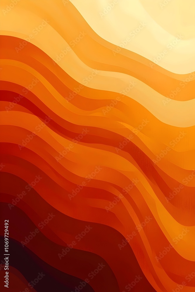 Poster a mesmerizing abstract design featuring flowing waves of orange and yellow hues, creating a warm and