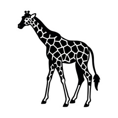 Naklejka premium a black and white silhouette of a giraffe's head