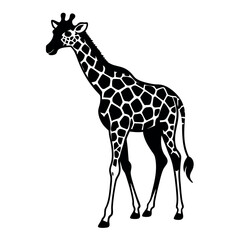 Naklejka premium a black and white silhouette of a giraffe's head