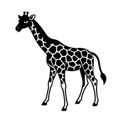 Naklejka premium a black and white silhouette of a giraffe's head