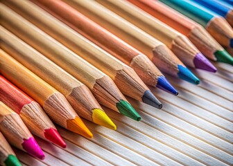 Naklejka premium Close-Up of Wooden Pencils on a Blank Sheet with Simple Lines Perfect for Design, Drawing, and Educational Purposes, Featuring a Clean and Creative Workspace Atmosphere