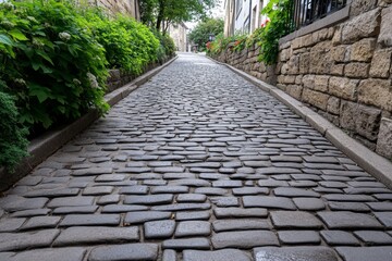 Background of a cobblestone street in an old European town, with detailed stone textures and a historic vibe
