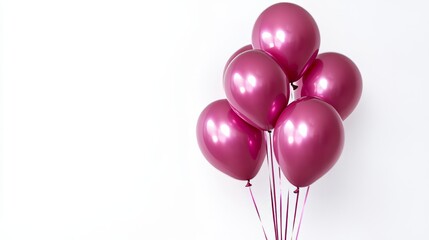 Stylish metallic pink balloons for Valentines day hen party or baby shower on a white background The inscription Girl Banner