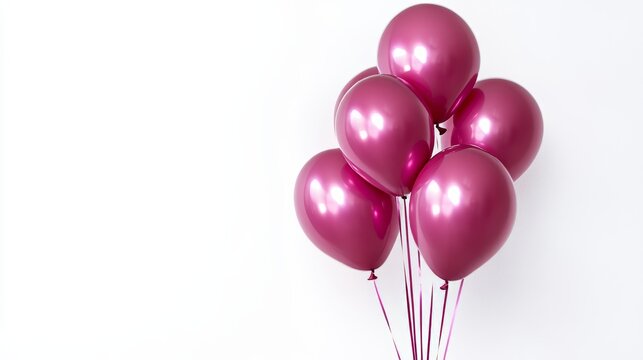 Stylish metallic pink balloons for Valentines day hen party or baby shower on a white background The inscription Girl Banner
