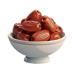 A minimalist vector illustration of a white bowl filled with dates