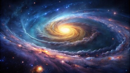Obraz premium Dark nebula in the galaxy background with swirling clouds of interstellar gas and dust, cosmic, misty, darkness