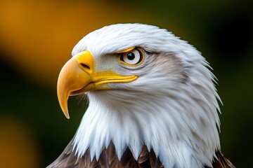 Obraz premium Close-up of an eagle with a sharp, focused gaze, showing detailed feathers and powerful beak