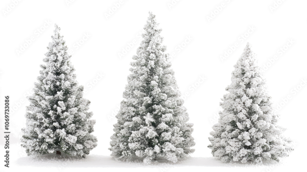 Aufkleber delicate christmas trees in soft tones on a transparent background generative ai