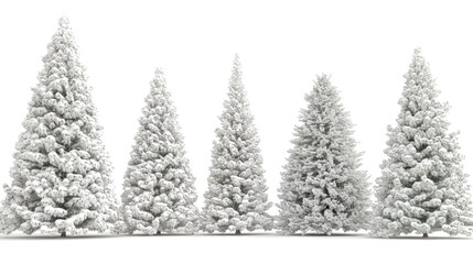 Obraz premium Delicate Christmas Trees in Soft Tones on a Transparent Background Generative AI