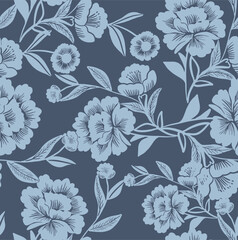 monochrome rose silhouette flowers tropical illustration background seamless pattern repeat print fashion clothing, fabric, textile, gift wrap, wallpaper, home textile, fabric vector artwork