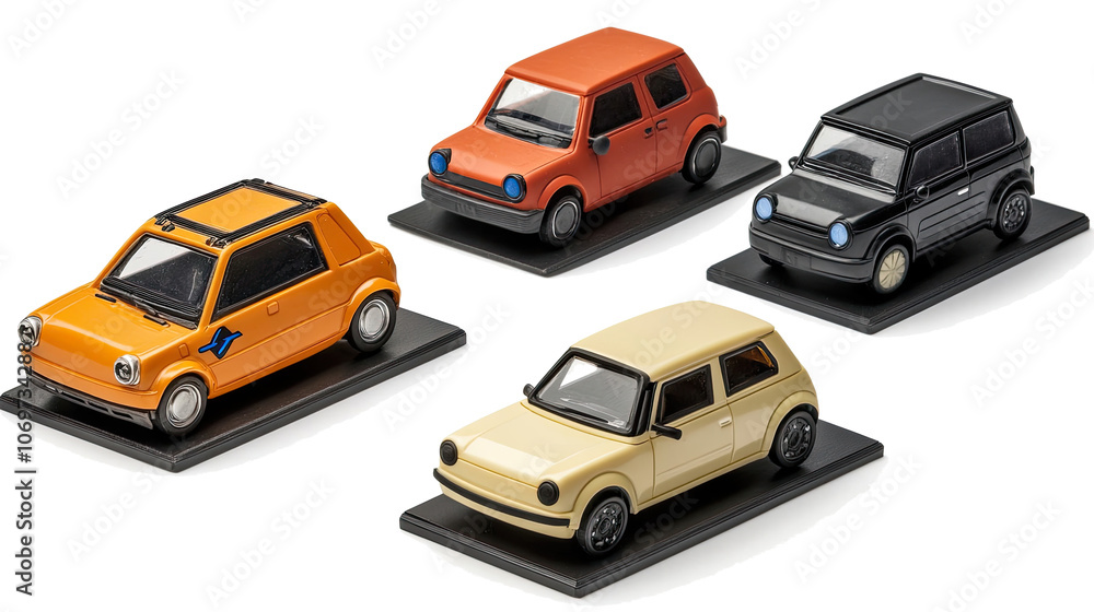 Poster eco city models featuring evs on a clear background generative ai