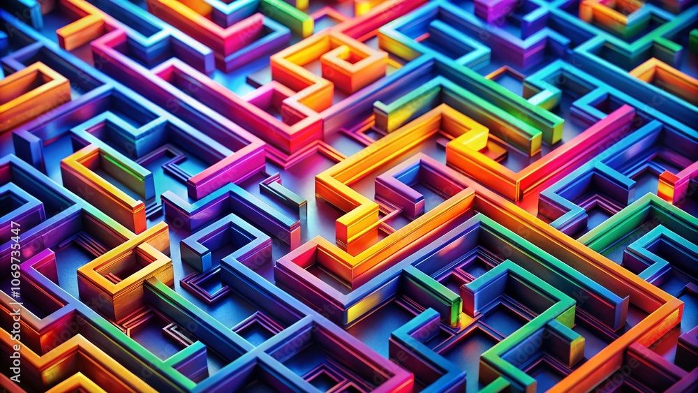 Poster Creative Solutions: Exploring Shortcuts in a Maze of Shapes and Paths for Innovative Thinking and Problem-Solving Strategies in Business and Life