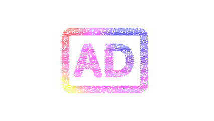 Icon audio description is made up of LED square shapes. There are bright diodes and there are black dead diodes