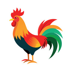 a rooster vector art illustration isolated white background