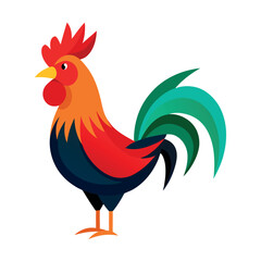 a rooster vector art illustration isolated white background