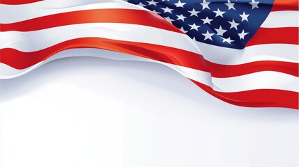 Fototapeta premium USA american flag on white background with copy space Columbus day Labor day Independence day USA banner design